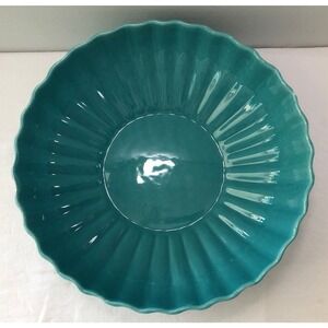 Destinos SA Round Serving Bowl Teal Scalloped Large Portugal 13 3/4"